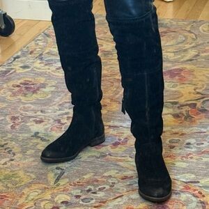 Black Suede Over-the-Knee Boots